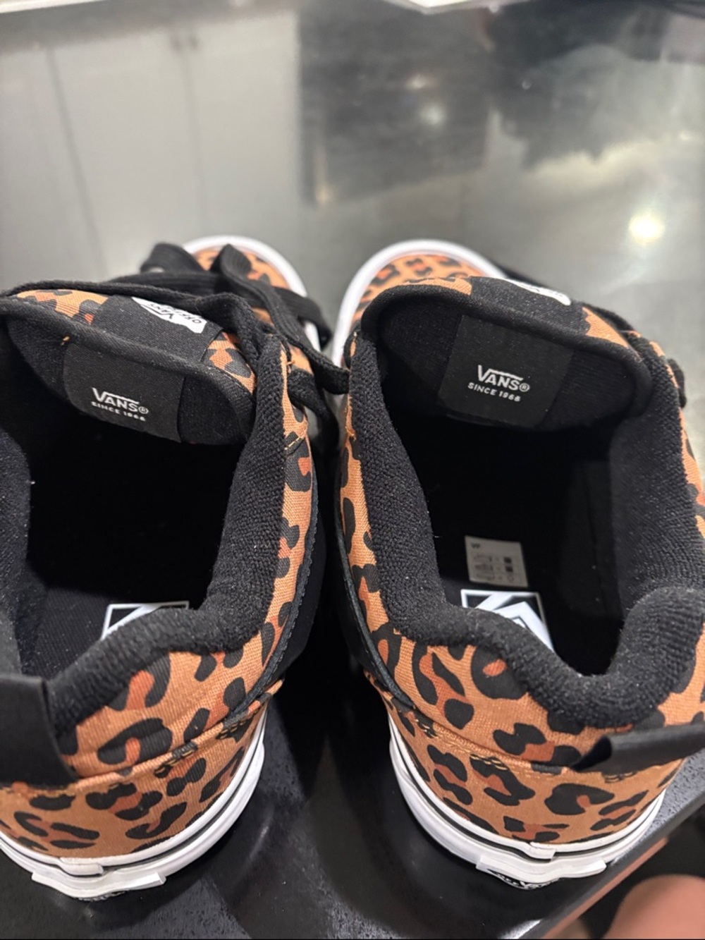Vans Leopard Print Low Tops - Black & Brown - Picture 2 of 2